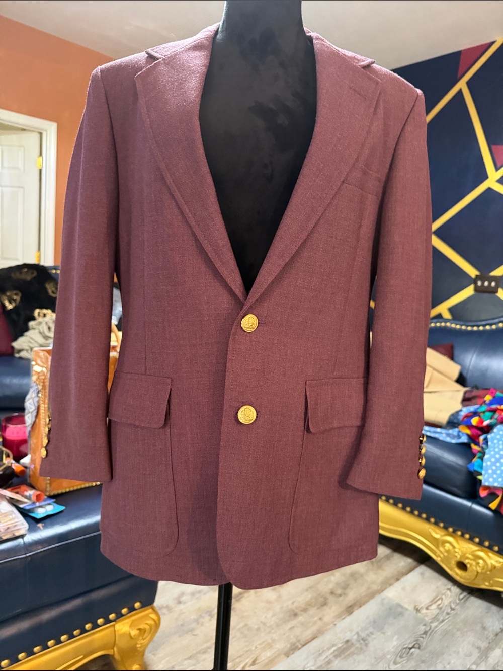 Hardwick’s clothes Burgundy Blazer with Gold Buttons